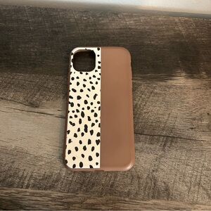 iPhone 11 Stylish Brown and White Polka Dot Phone Case